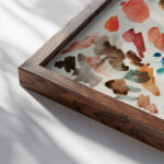 Caricatures Albert Edelfelt close up dark wood mockup