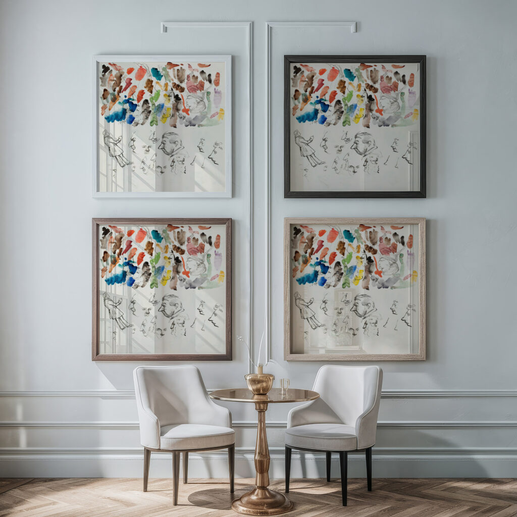 Caricatures Albert Edelfelt framed posters mockup