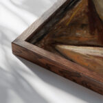 Carnival of children with a flag 1930 Tadeusz Makowski close up dark wood mockup