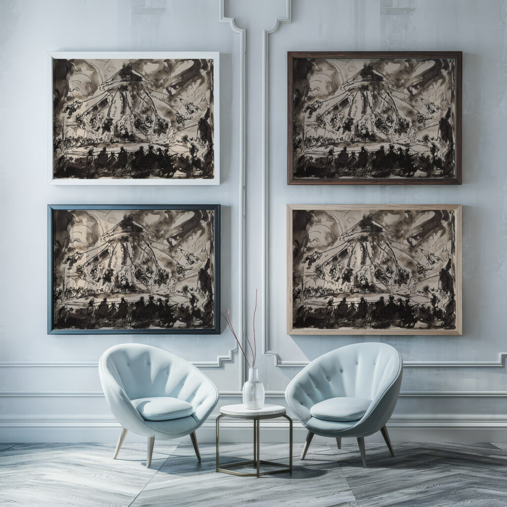 Carousel 1930 Alfred Ost framed posters mockup