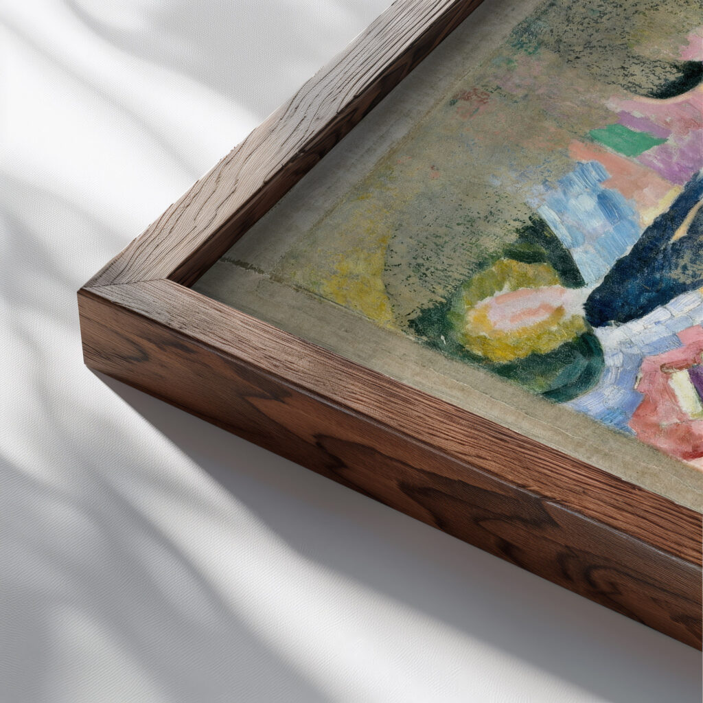Carousel of Pigs 1906 Robert Delaunay close up dark wood mockup