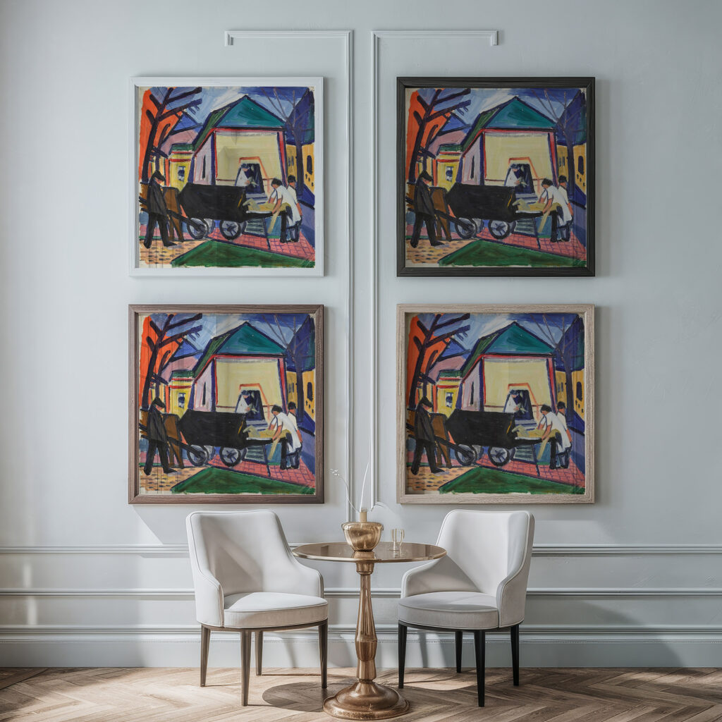 Cart Alexander Konstantinovich Bogomazov framed posters mockup