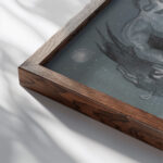 Castor and Pollux Gemini 1918 Stanislaw Ignacy Witkiewicz close up dark wood mockup