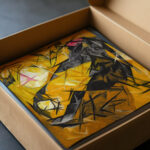 Cats rayist percep.tion in rose black and yellow 1913 Natalia Goncharova video mockup