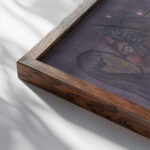 Chameleo from the series ‘Astronomical compositions 1918 Stanislaw Ignacy Witkiewicz close up dark wood mockup