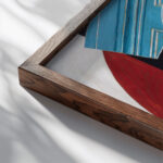 Checkerboard and Playing Cards 1915 Juan Gris close up dark wood mockup