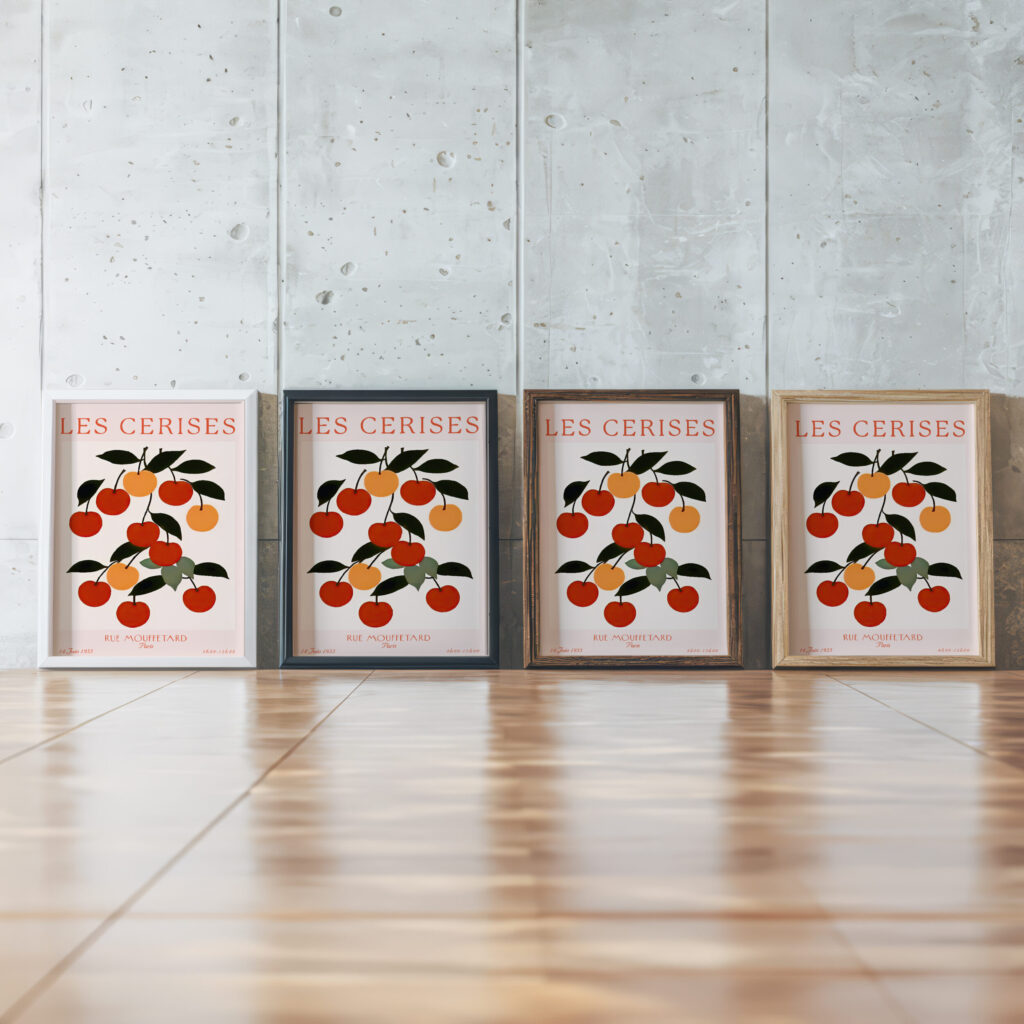 Cherry 3x4 framed posters mockup