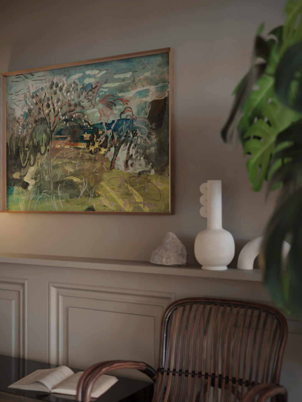 Cherry tree at ‘The Croft Bradford on Tone Taunton 1946 Frances Hodgkins video mockup