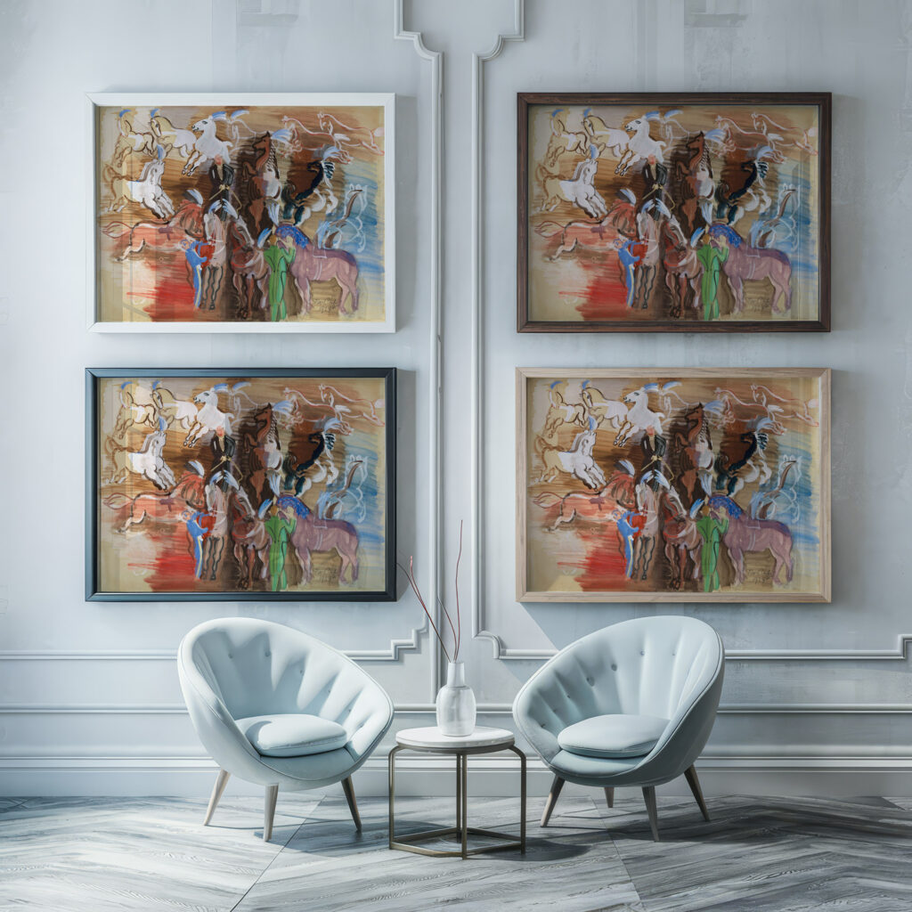Chevaux de cirque 1924 Raoul Dufy framed posters mockup Chevaux de cirque 1924 Raoul Dufy framed posters mockup