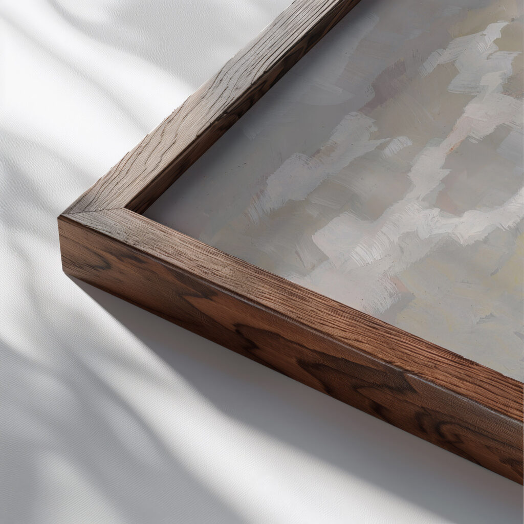 Chiemsee im Nebel 1914 Alfred Haushofer close up dark wood mockup