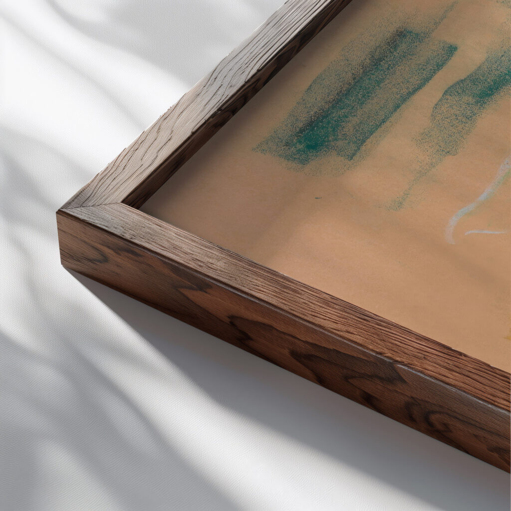 Child with Ball Jules Schmalzigaug close up dark wood mockup