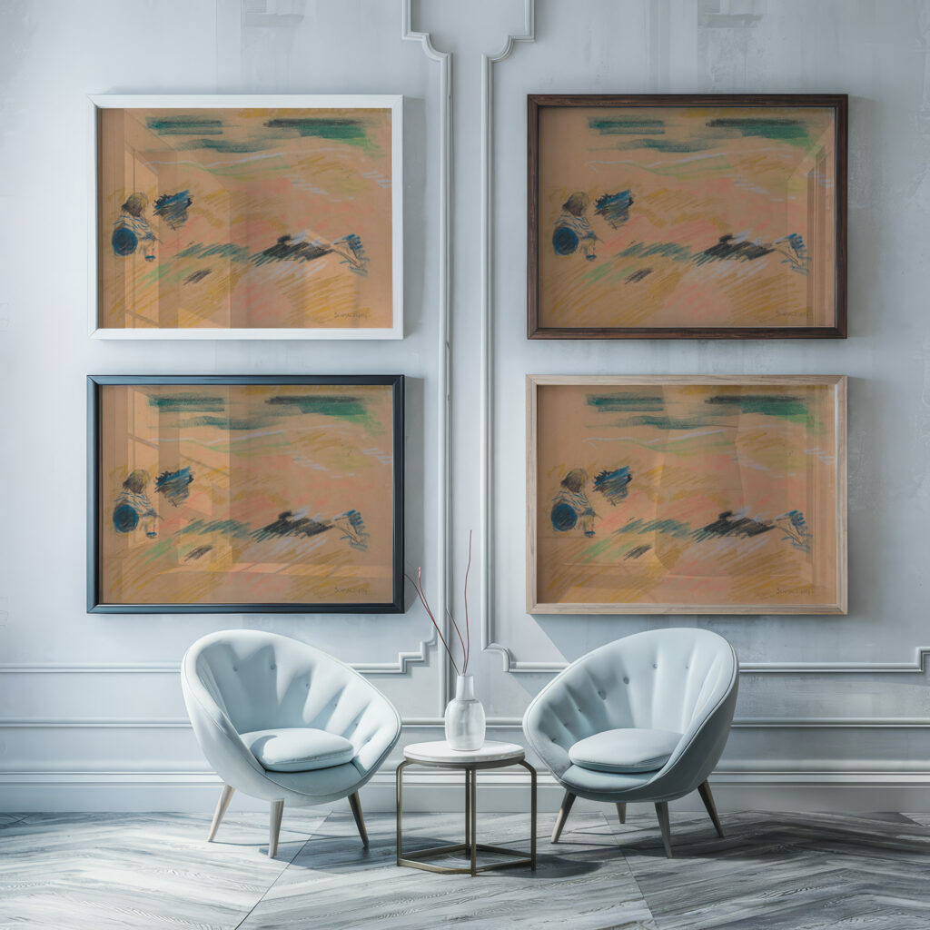 Child with Ball Jules Schmalzigaug framed posters mockup