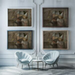Children in front of a cage with a canary 1929 Tadeusz Makowski framed posters mockup