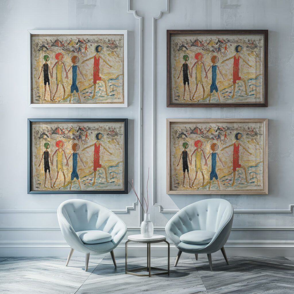 Children on a beach 1930 Tadeusz Makowski framed posters mockup