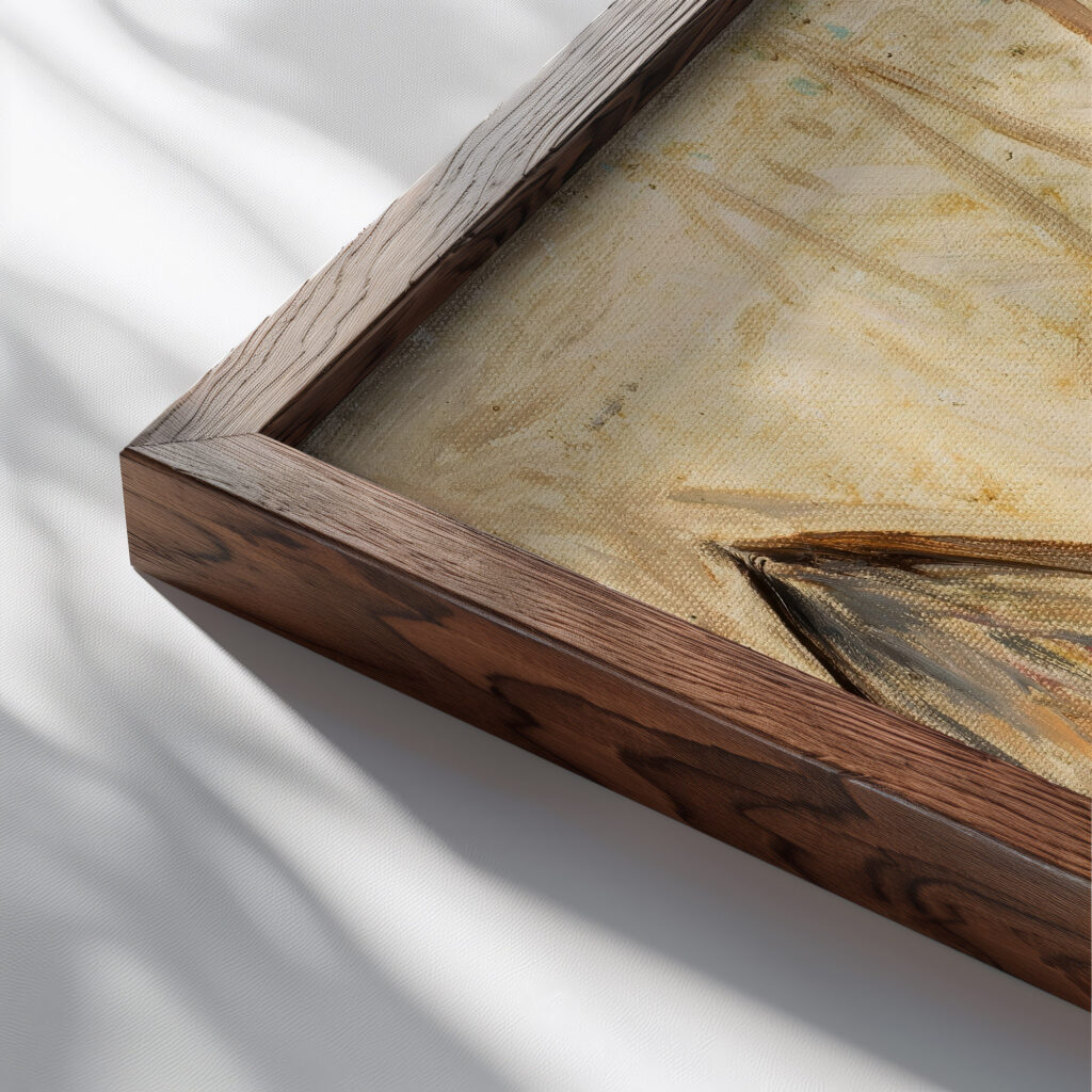 Children on a road 1931 Tadeusz Makowski close up dark wood mockup