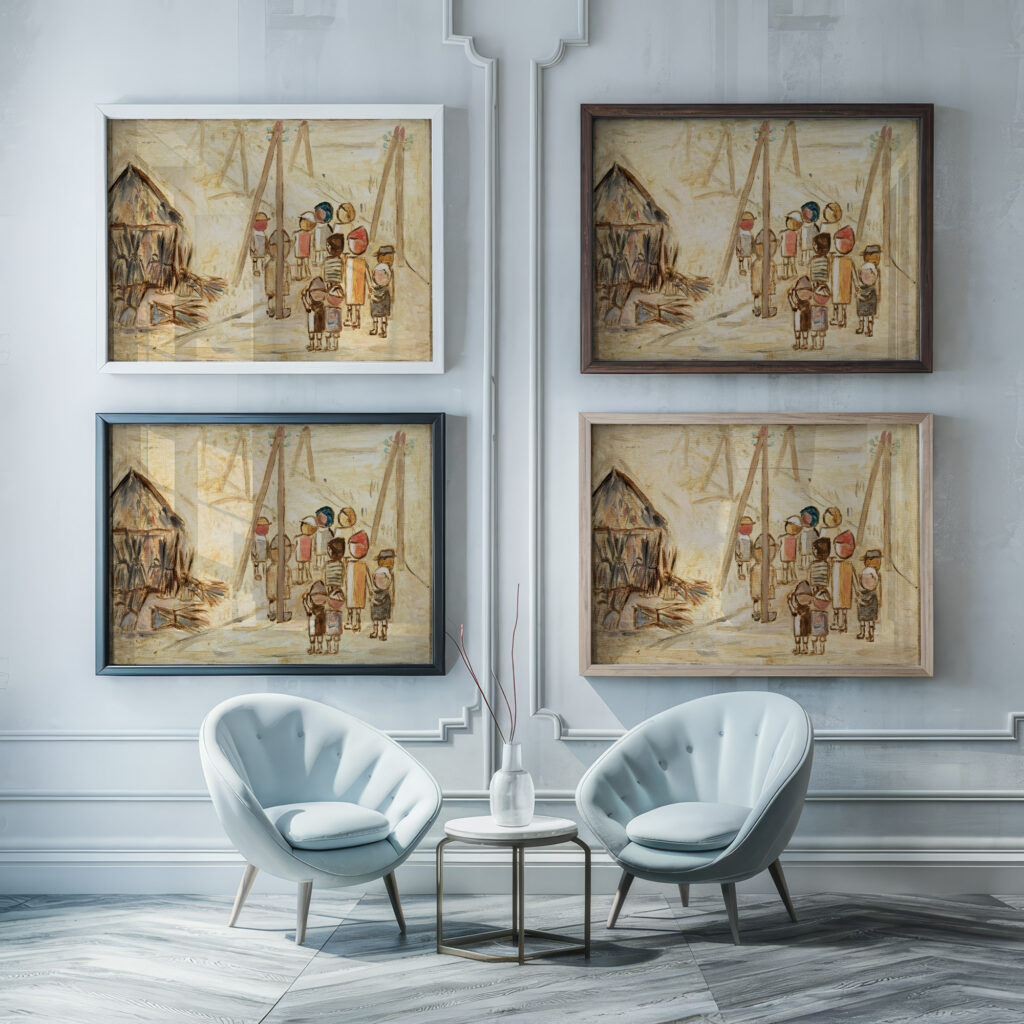 Children on a road 1931 Tadeusz Makowski framed posters mockup