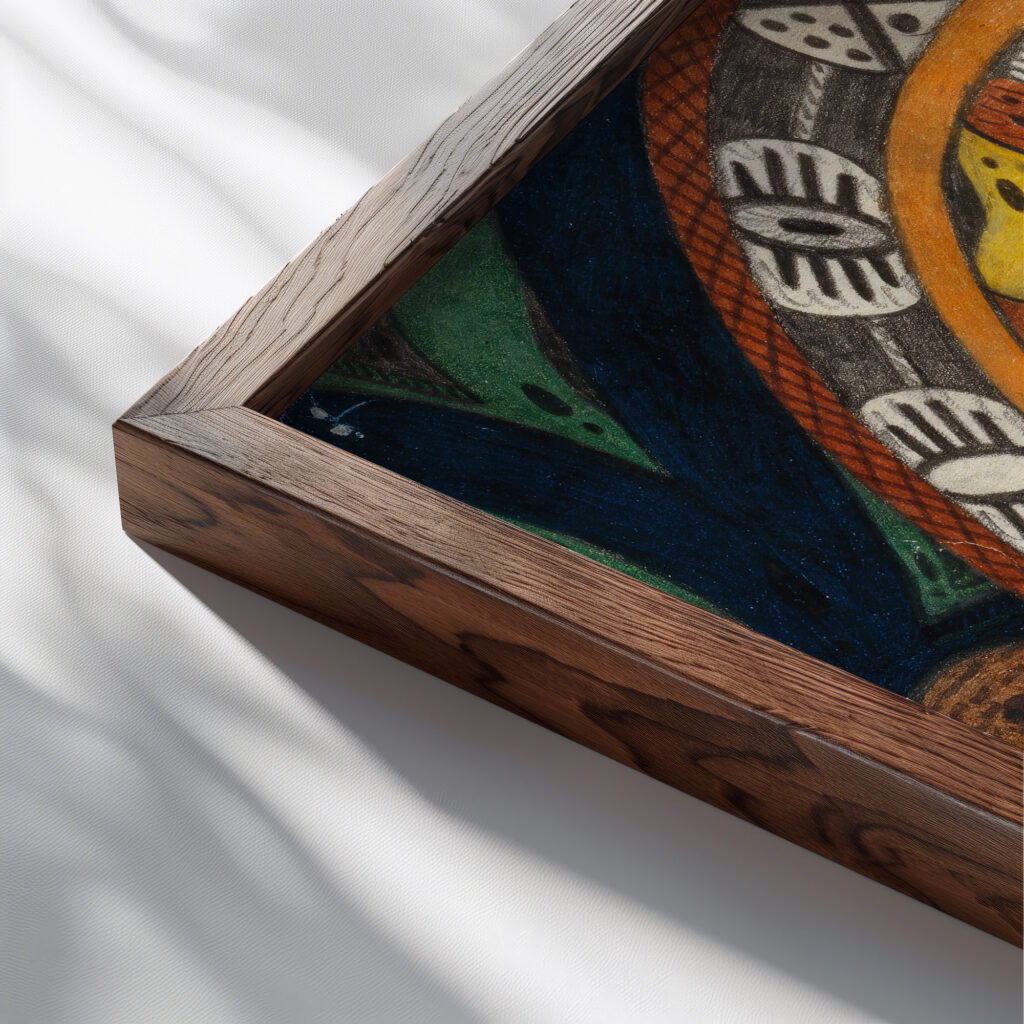 China 1922 Adolf Wolfli close up dark wood mockup