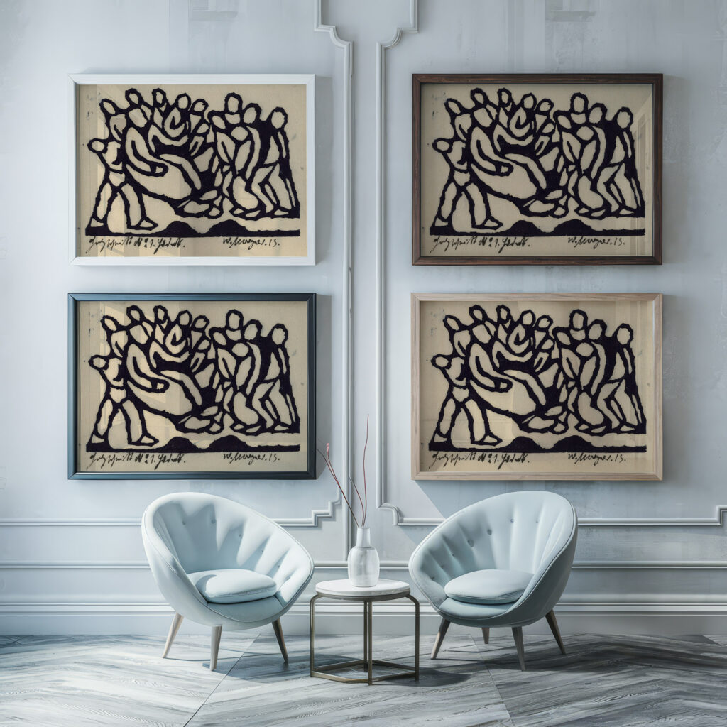 Christ before the High Council 1913 Wilhelm Morgner framed posters mockup