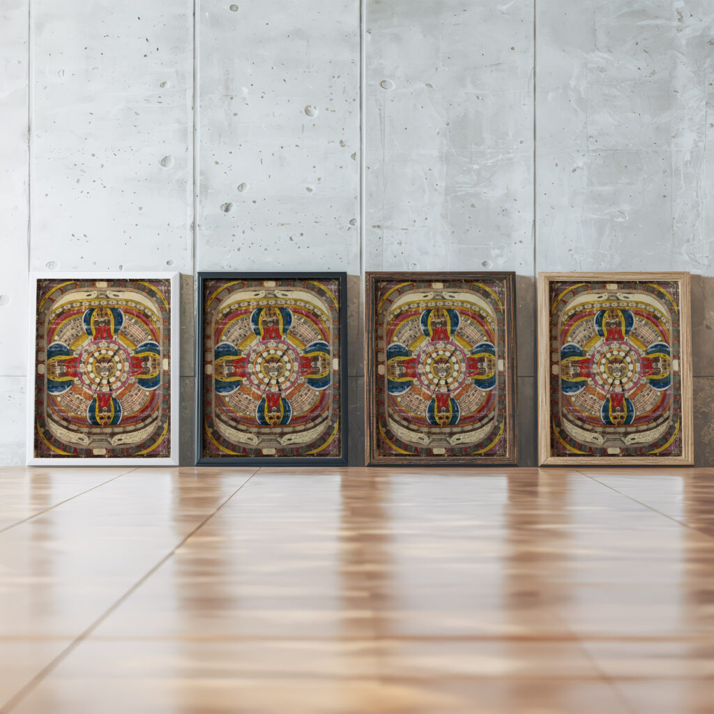 ChrooslenRingKoralle MaserRoosenKreutz und GlokenKreuz. OttiliaWaldSkt. AdolfRing RiisenStadt 1921 Adolf Wolfli framed posters mockup