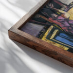 Circus Caravan 1940 Max Beckmann close up dark wood mockup