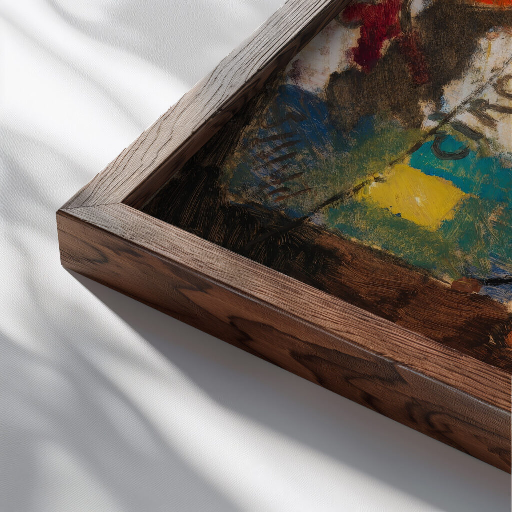 Circus in Paris 1913 Alvar Cawen close up dark wood mockup