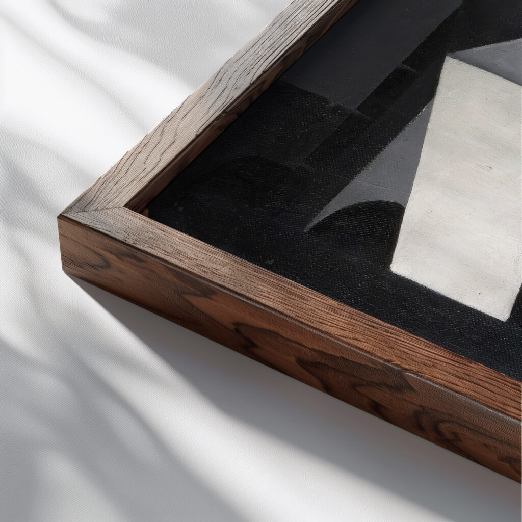 City Shapes 1922–23 Louis Lozowick close up dark wood mockup