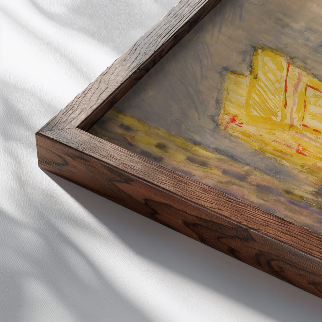 Cityscape circa 1914 Abraham Walkowitz close up dark wood mockup