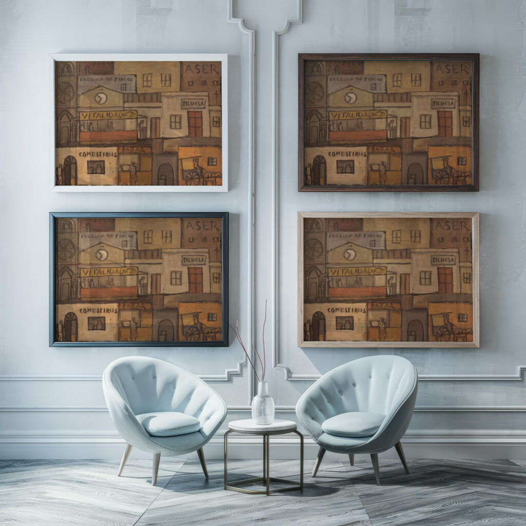 Ciudad 1941 Joaquin Torres Garcia framed posters mockup