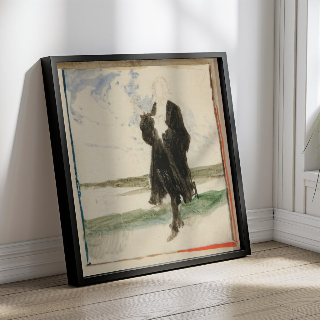 Cloaked man in landscape Edwin Austin Abbey 4 mockup