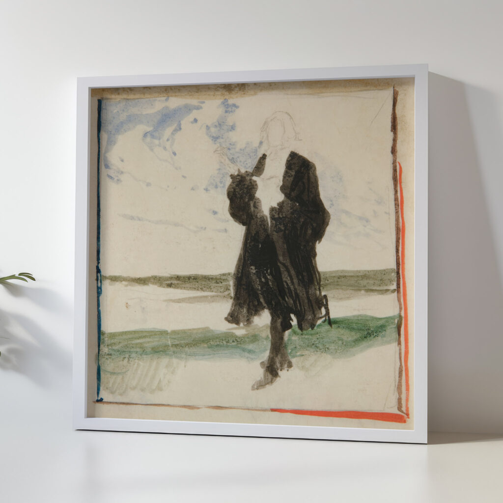 Cloaked man in landscape Edwin Austin Abbey 5 mockup