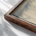 Cloaked man in landscape Edwin Austin Abbey close up dark wood mockup