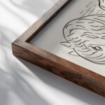 Clown met paarden act 1891 Leo Gestel close up dark wood mockup