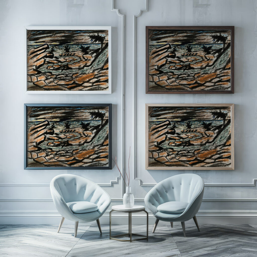 Coast Landscape Carl Fredrik Hill framed posters mockup