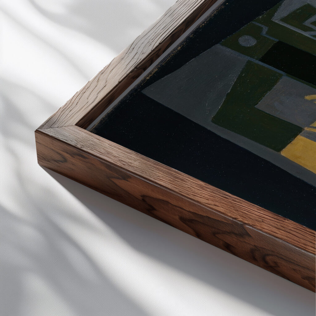 Coffee Grinder 1920 Juan Gris close up dark wood mockup