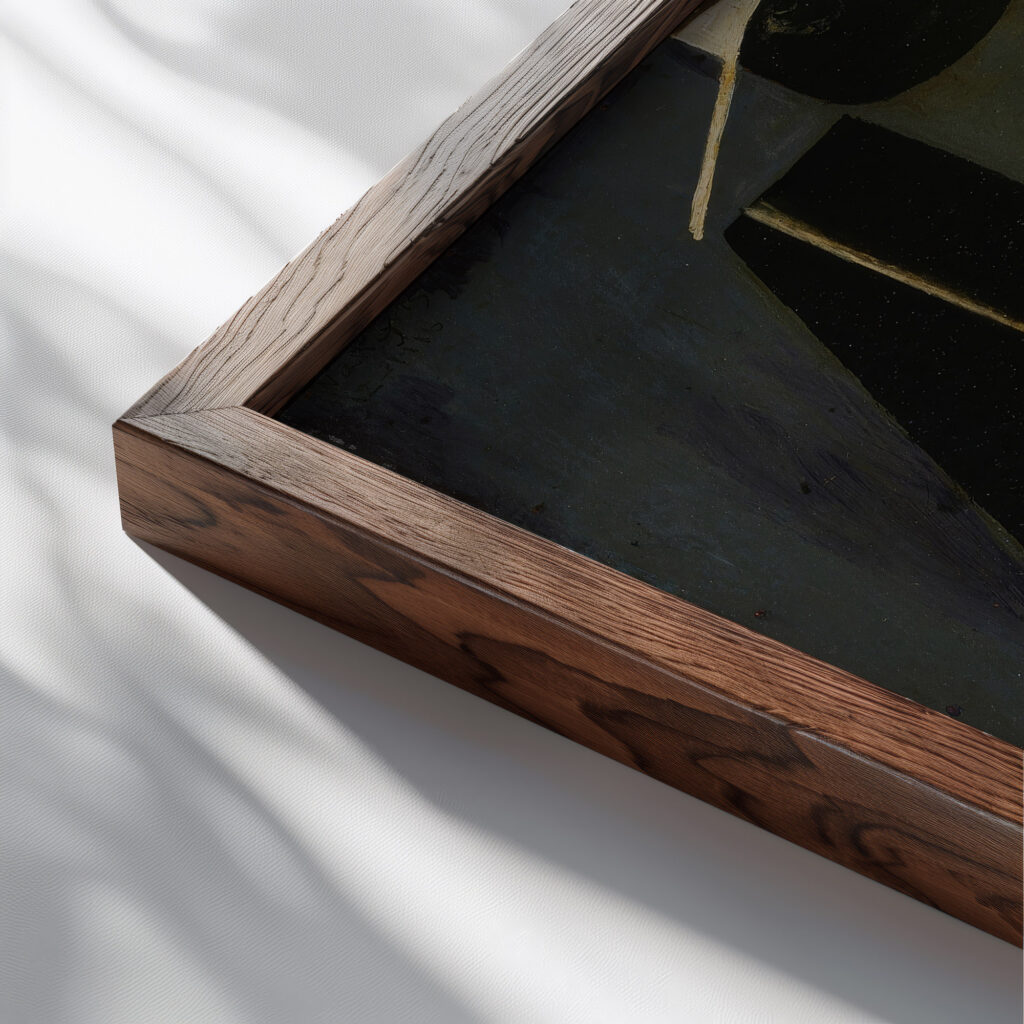 Coffeepot 1916 Juan Gris close up dark wood mockup