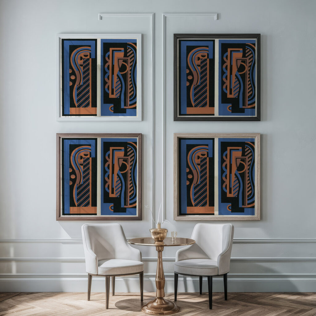 Collection decors et couleurs Pl.01 1930 Georges Valmier framed posters mockup