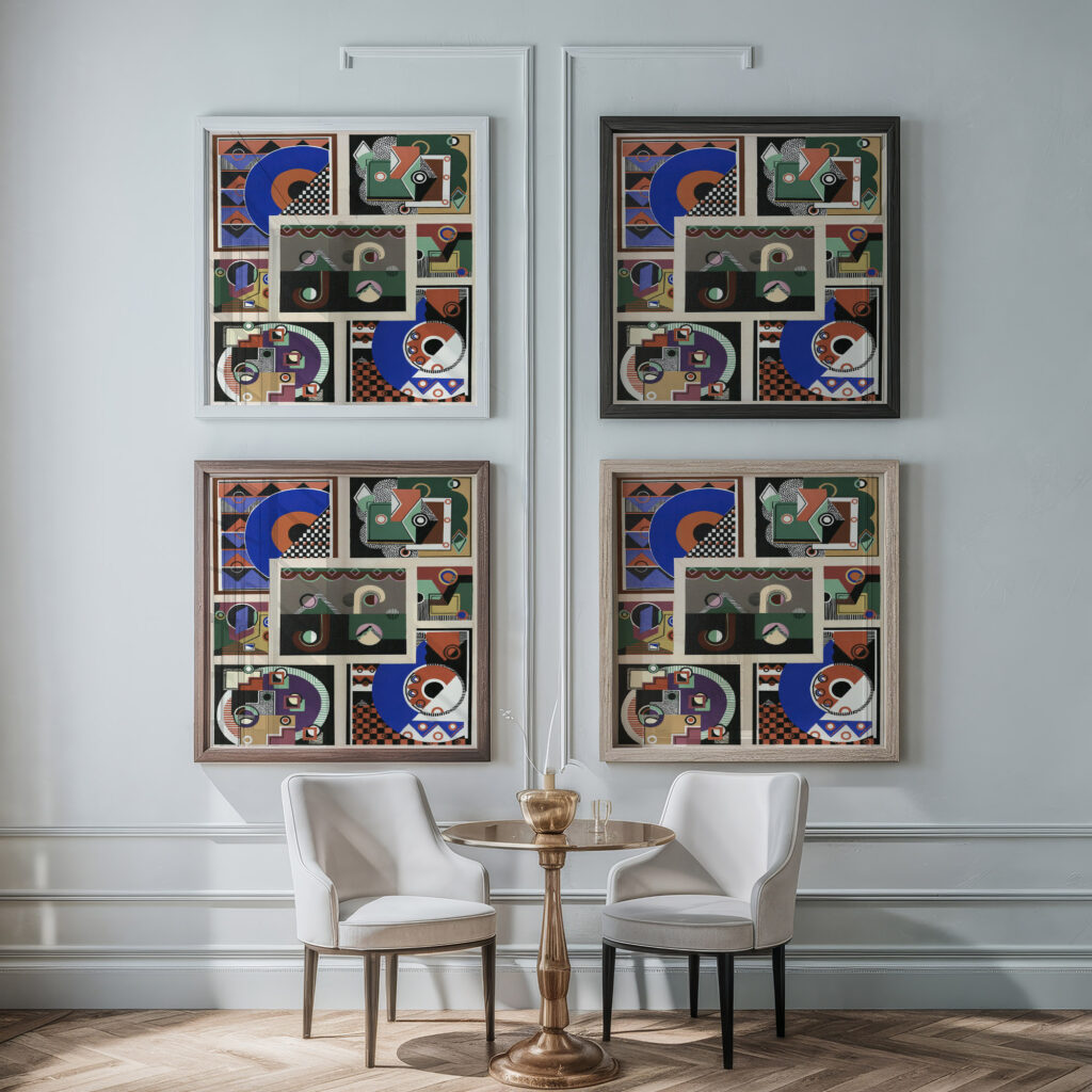 Collection decors et couleurs Pl.02 1930 Georges Valmier framed posters mockup