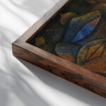 Collection of Figurines 1926 Paul Klee close up dark wood mockup
