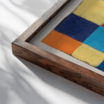 Color chart ‘Qu 1 1930 Paul Klee close up dark wood mockup