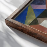 Colorful Architecture 1917 Paul Klee close up dark wood mockup