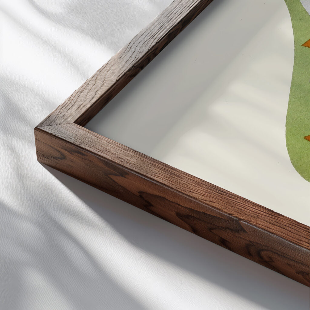 Combination of Broken Colours of Green Blue and Orange Harmony of Contrast 1912 James Ward close up dark wood mockup