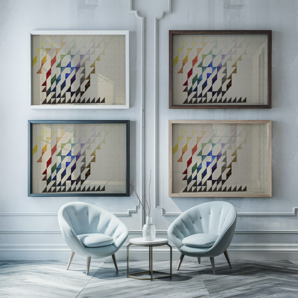 Compositie from 1914 until 1916 Jules Schmalzigaug framed posters mockup