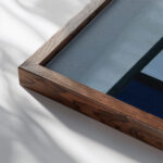 Composition 1921 Piet Mondrian close up dark wood mockup