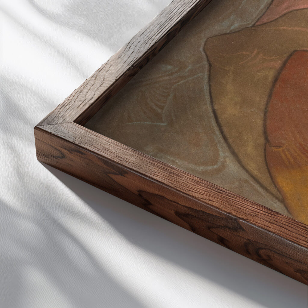 Composition 1921 Stanislaw Ignacy Witkiewicz close up dark wood mockup
