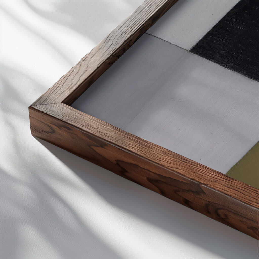 Composition 1923 1924 Theo van Doesburg close up dark wood mockup