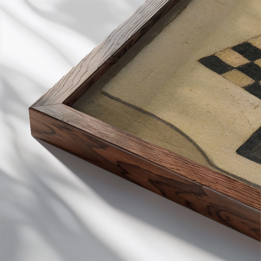 Composition 1925 Mainie Jellett close up dark wood mockup