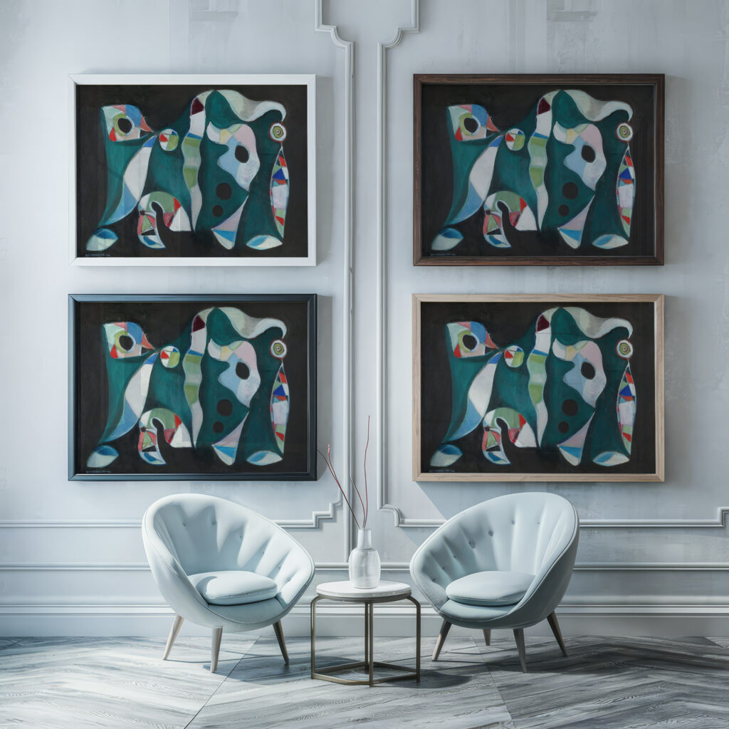 Composition 1946 Ole Kandelin framed posters mockup