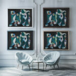 Composition 1946 Ole Kandelin framed posters mockup