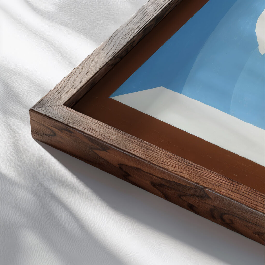 Composition A Loiseau Louis Marcoussis close up dark wood mockup