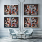 Composition Ca. 1920 Thorvald Hellesen 2 framed posters mockup